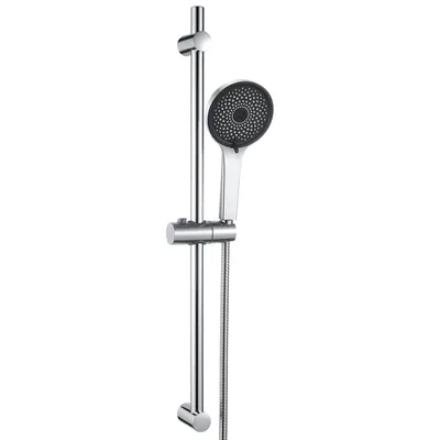 Produktbild von Auralum Duschset mit Handbrause,70 cm lange Gleitstange Edelstahl mit Seifenschale großer Aufbewahrungskorb,5-fach verstellbare Handbrause,Chrom