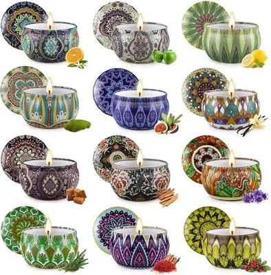 Produktbild von Unyqoos® Soja-Duftkerzen Geschenkset 12er – 12 x 60 g Sojawachs-Teelichter, 12–15 Std. Brenndauer, Retro-Geschenkbox, Aromatherapie für Frauen