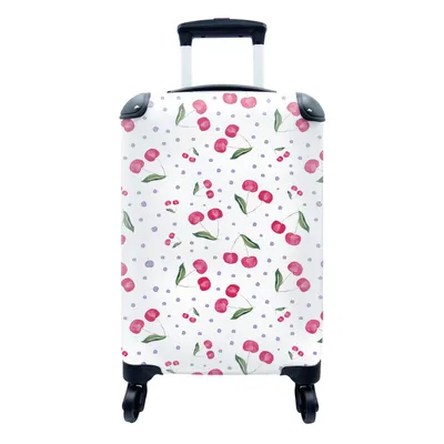 Produktbild von MuchoWow® Koffer Handgepäck Trolley Rollkoffer Kleine Reisekoffer mit 4 Rollen - Kirschen - Rote Früchte - Muster - Cabin Size < 55x40x23 cm & 55x40x20 cm - Fotokoffer - Kabinenkoffer - Boardgepäck - Reise-Box - Reisekoffer - Reisegepäck - Koffer mit Bild - Trolley für Kinder