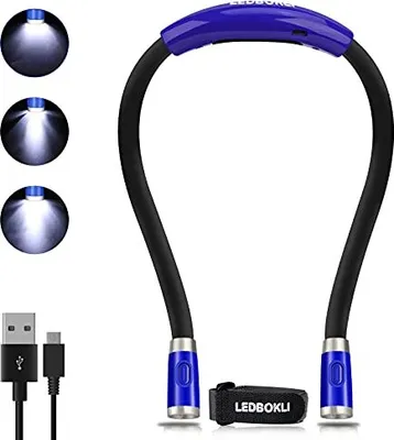 Zdjęcie produktu dla Lampka do czytania książki LED ładowalna szyjka zginane ramiona 3 poziomy jasności Lekkie ramię rzemieślnicze Idealne do czytania, robienia na drutach, biwakowania, biegania, marinowania