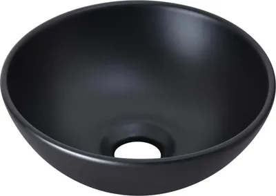 Image de Vasque lave-mains à poser ronde en céramique noir 26cm