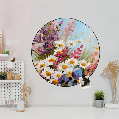 Produktbild von Design Stahlmagnettafel Schwarz Rund 47cm Sommerstrauss