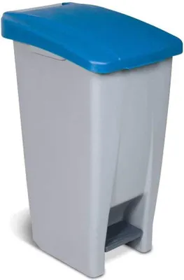 Image de Poubelle gris-bleu de 60 litres - Poubelle pour l'intérieur et l'extérieur, 60 litres