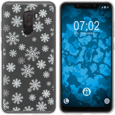 Produktbild von PhoneNatic Case kompatibel mit Xiaomi Pocophone F1 Silikon-Hülle X Mas Weihnachten Schneeflocken M2
