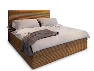 Produktbild von Masseno Boxspringbett PISA 140x200 cm Komplett-Set mit Bonell Matratze und Topper, Polsterbett mit Bettkästen -Orange, TILIA 56