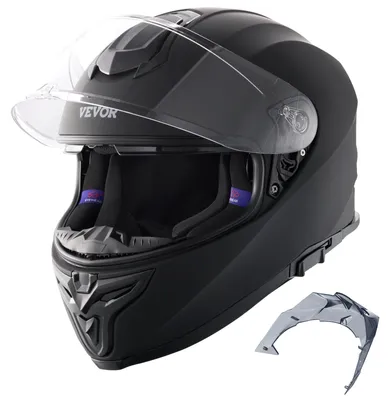 Productafbeelding van VEVOR Motorhelm, integraalhelm model M, ABS-helm met Bluetooth-communicatie en verwisselbare vizieren, DOT-gekeurd, geschikt voor jongeren en volwassenen, zwart