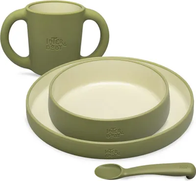 Productafbeelding van Interbaby Kinderservies, olijfgroen, 4-delig