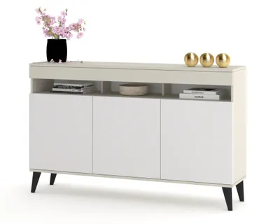 Produktbild von Große Kommode Fernsehschrank LUNA 3D Kaschmir/Weiß Matt 120cm