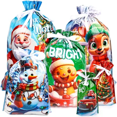 Productafbeelding van Set van 40 Herbruikbare Kerstcadeauzakjes