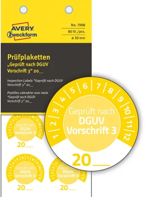 Image de AVERY Zweckform 7908 80 AVERY Zweckform Prüfplaketten 7908 gelb