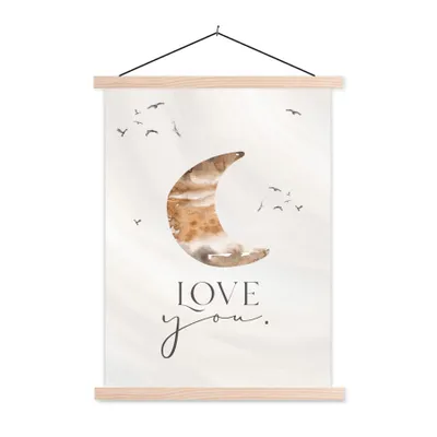 Produktbild von MuchoWow® Textilposter Zitate - Sprichwörter - Kinder - Liebe dich - Jungen - Mädchen - Kinder 60x80 cm mit holzfarbenen Rahmen - Wandbild