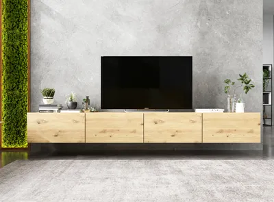 Produktbild von 2 Stk Hängende TV-Schrank 2 x Enjoy TV Loft Style Hängeschränke Hängend Modern Lindner Möbel 240cm x 30cm x 35cm Farbe: Eiche artisan matt