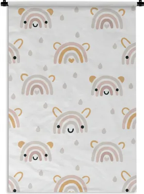 Produktbild von MuchoWow® Wandteppich Wandbehang Muster - Regenbogen - Gesicht 90x135 cm Tapisserie Dekoration Wandtuch - Baumwolle - Wandskulptur