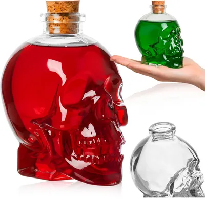 Zdjęcie produktu dla SUPERBUTELKI - Karafka szklana buteleczka szklana Czaszka z korkiem 100 ml na whisky, bimber, nalewki, prezent