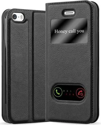 Obrázek produktu pro Cadorabo Protective Case for Apple iPhone 5 / 5S / SE 2016 Case in Black Pouzdro na mobilní telefon typu kniha Cover Etui