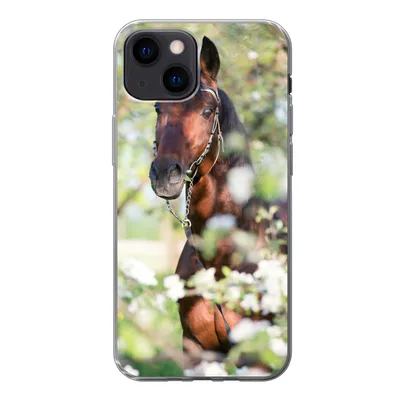 Produktbild von MuchoWow® Handyhülle Schutzhülle Hülle für iPhone 13 mini Pferde - Blüte - Frühling - Tiere Silikon Softcase Handy Hülle - Softcase