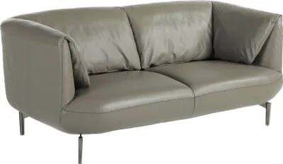 Obrázek produktu pro Šedá kožená dvoumístná pohovka 6036
