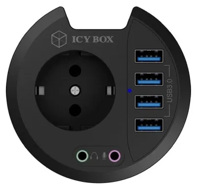 Zdjęcie produktu dla ICY BOX IB-HUB1430, Czarny, Plastik, Type F (CEE 7/4), 57 mm, 90 mm, 90 mm