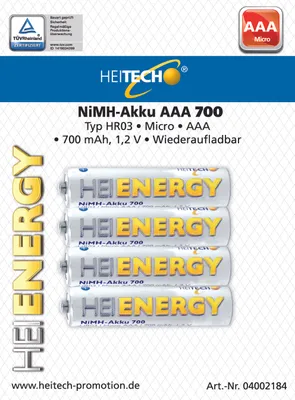 Produktbild von NIMH-Akku HR03/Micro/AAA, 700 mAh