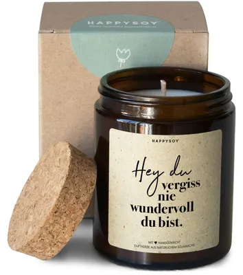 Produktbild von Danke sagen Soja Duftkerze im Glas mit Spruch - natürlich, handgemacht - nachhaltiges Geschenk für Frauen, Partnerin, Partner, beste Freundin bester Freund Dankeschön - inkl. Korkdeckel