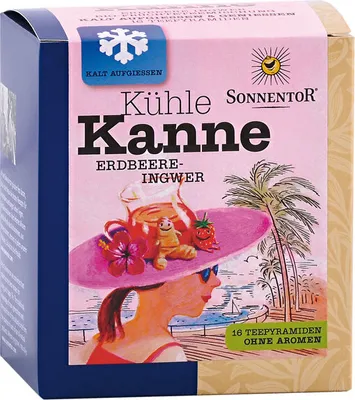 Produktbild von Sonnentor - Erdbeer-Ingwer Kühle Kanne , Teepyramiden - 16x2,8g