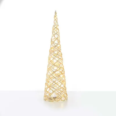 Immagine prodotto di ACA Lighting albero a cono bianco + oro 30 mini WW LED 3xAA a batteria, IP20 w.17x60cm X11301117
