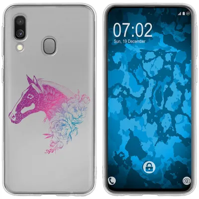 Produktbild von PhoneNatic Case kompatibel mit Samsung Galaxy A40 Silikon-Hülle Floral Pferd M5-6