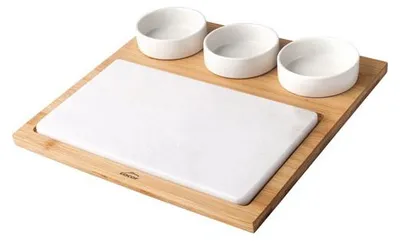 Produktbild von Serviertablett aus Marmor + 3 Schalen + Untersetzer - Lacor