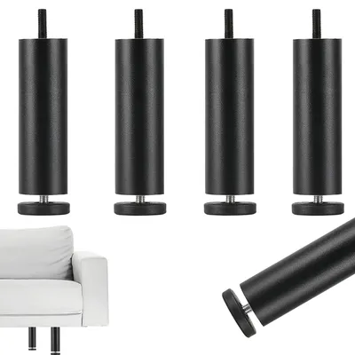 Obrázek produktu pro Nastavitelné nožičky na nábytek – 4 kusy, černá barva, hliník, výška 15 cm