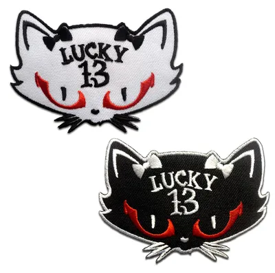Obrázok produktu pre Lucky 13 Biker cat - nášivka, nažehľovacia, nášivky, nášivky, nažehľovacie, veľkosť: 6,5 x 9,2 cm
