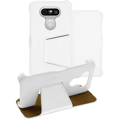 Produktbild von PhoneNatic Echt-Lederhülle kompatibel mit LG G5 - Leder-Case weiß + Glasfolie
