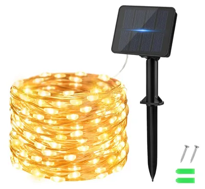 LED-Lichterkette Solar, 50 LEDs, 5 m, warmweiß, IP65