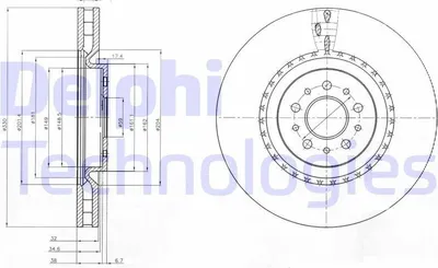 Produktbild von 2x DELPHI Bremsscheibe BG9843 für ALFA ROMEO 147 (937) 156 Sportwagon (932)