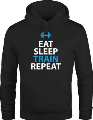 Produktbild von Hoodie Herren Eat Sleep Train Repeat Moonworks® schwarz M