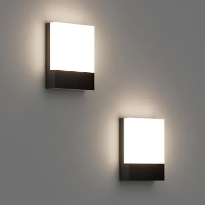 LED Außenwandleuchte 2er-Set, 24 W, IP65, Aluminium, Schwarz, 1500 lm
