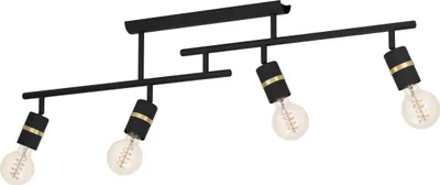 Produktbild von EGLO Deckenstrahler Lurone, 4-flammige Deckenlampe mit schwenkbaren Spots, Deckenleuchte aus Metall in Schwarz und Messing, Deckenspot mit E27 Fassung
