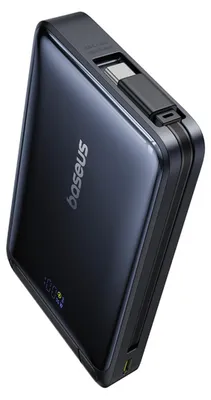 Obrázok produktu pre Powerbank Baseus Nomos 10000 mAh, 30 W, s držiakom, kompatibilný s MagSafe, s integrovaným káblom USB-C – čierna farba