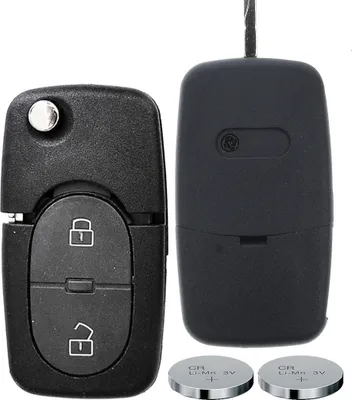 Produktbild von Klapp Schlüssel Gehäuse Funkschlüssel Fernbedienung Autoschlüssel 2 Tasten + 2X CR1620 Batterie kompatibel mit Audi
