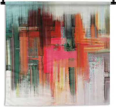 Produktbild von MuchoWow® Wandteppich Wandbehang Ölgemälde - Abstrakt 150x150 cm Tapisserie Dekoration Wandtuch - Wohnaccessoires - Modernes