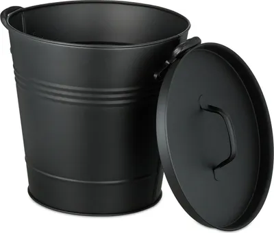 Zdjęcie produktu dla Czarne metalowe wiadro na popiół z pokrywką - 19 litrów