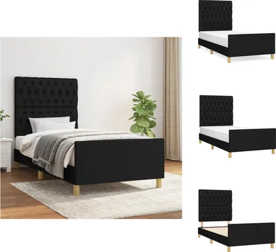 Obrázok produktu pre vidaXL Rám postele s čelom čierny 100x200 cm látka - Postele a rámy postelí