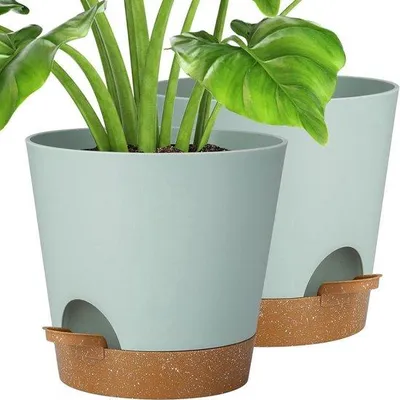 Obrázok produktu pre Dvojúrovňové samozavlažovacie kvetináče na izbové rastliny, 20 cm, tmavé