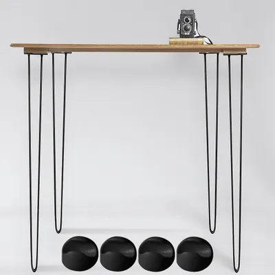 Produktbild von Mucola Tischbeine 4er Set Hairpin Leg Haarnadelbeine Tischgestell Tisch Tischkufen Esstisch Tischbein - Schwarz 2 Streben 86CM