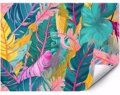 Zdjęcie produktu dla Fototapeta ścienna Pastelowe tropikalne liście boho do salonu sypialni biura 250x175 cm