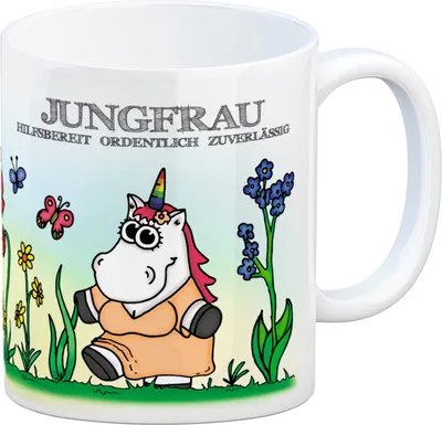 Produktbild von Honeycorns Kaffeebecher mit Sternzeichen Jungfrau Motiv Tasse Kaffeetasse Büro