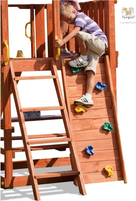 Produktbild von Fungoo Modul "Step On" teak Kletterwand mit Klettersteinen