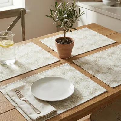 Produktbild von 4x Platzmatte "Zweige" weiß / braun, 44x33 cm, Platzset, Tischset