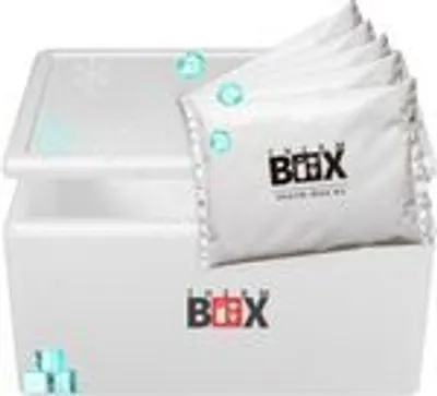 Produktbild von THERM-BOX Styroporbox 45W mit 5x Kühlakku für Kühlbox 45L Innen: 53x33x25cm Transportbox Thermobehälter Wiederverwendbar