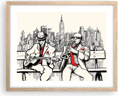 Produktbild von Gerahmtes Poster - Rahmen in heller Eiche - Jazz Musik Musiker - 50x40 cm - Wand Bild - Wanddeko - Wandbilder - Wandposter - Bilderrahmen - Bilder - Kunstdruck - Wandbild - P2NAA50x40-3599