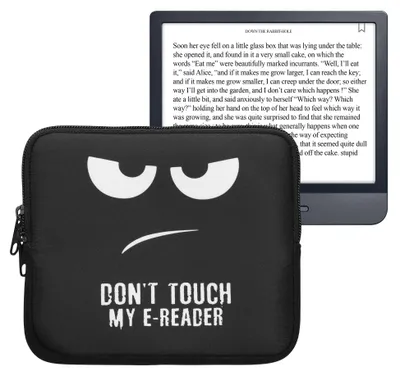 Produktbild von kwmobile Tasche für eReader - Neopren Hülle Schutzhülle Don't touch my E-Reader Weiß Schwarz - Innenmaße